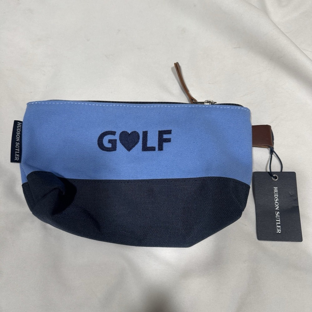 Hudson Sutler "Love Golf" Accessory Pouch Makeup Bag Blue Travel Zip-Up - NWT
